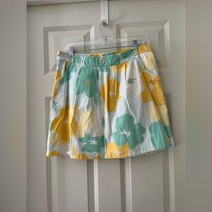 Roxy Tropical Floral Skirt “Fiji Blue” yellow, green & white lightweight lined M